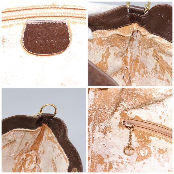 GUCCI Bamboo Hand Bag Leather 2way Brown Gold 001 1998 1638 Auth 111266 - Picture 14 of 15